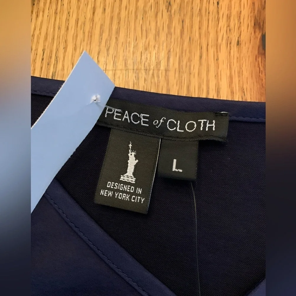 Peace of cloth satin v neck navy shirt dress - Picture 7 of 11